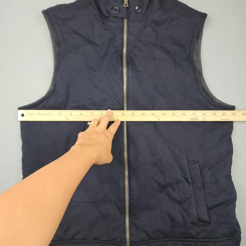 Banana Republic Vest Mens Large Navy Blue Quilted Full Zip Insulated Casual
